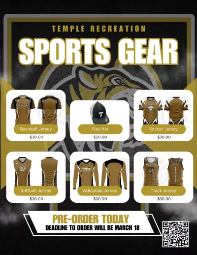 Temple Merch, sports gear