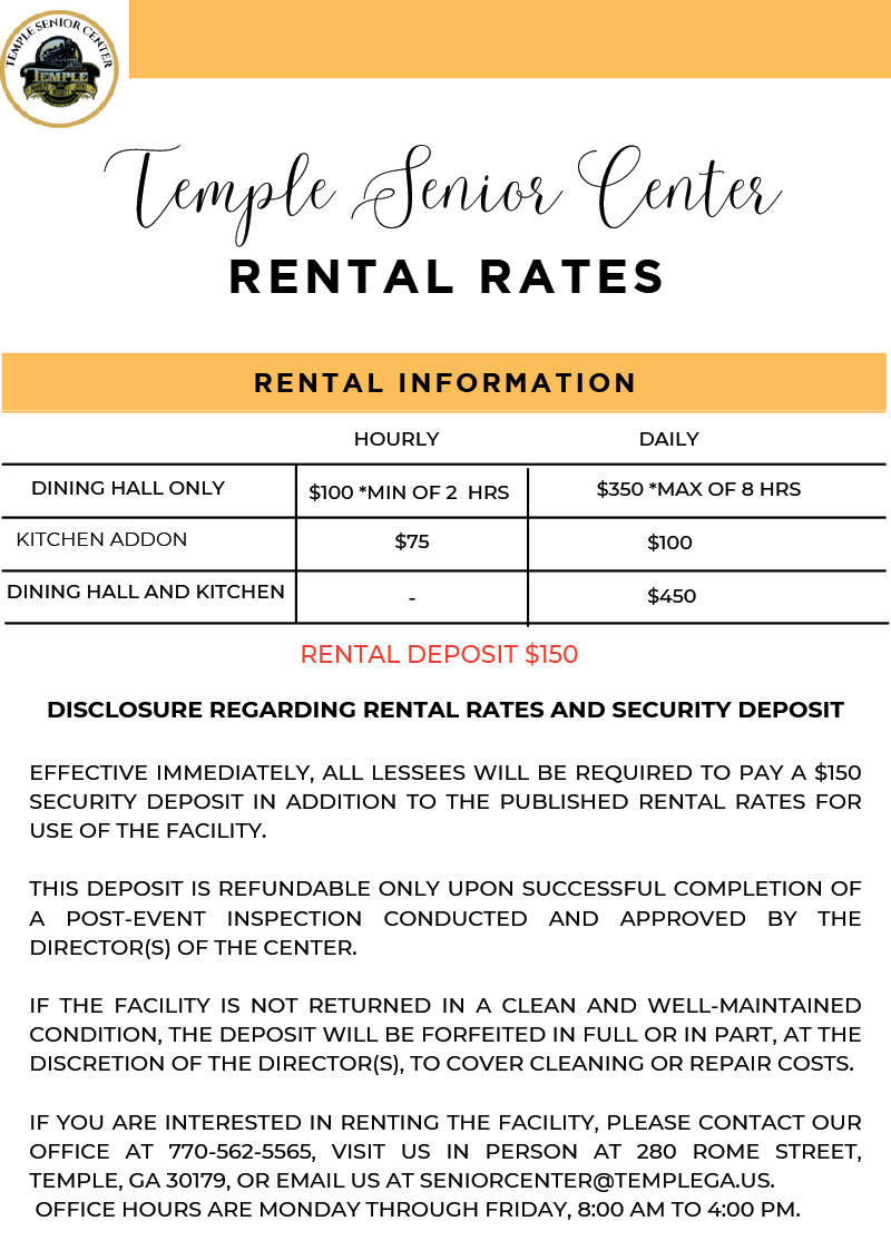 Senior Center Rental Information